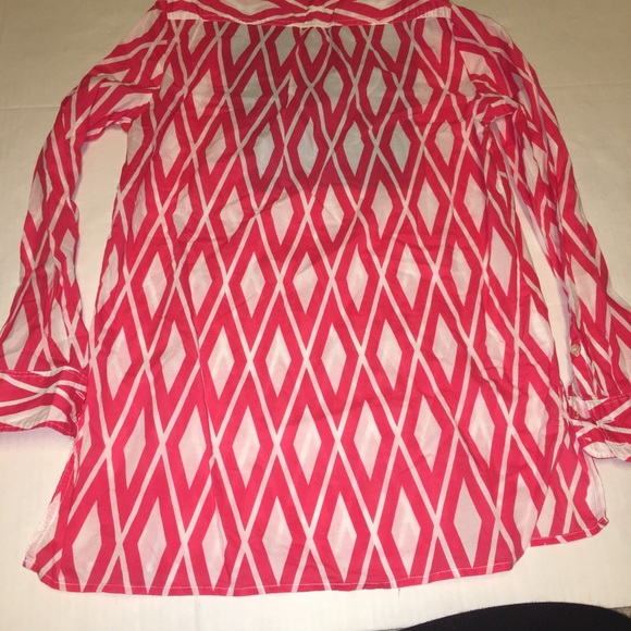 J Crew Small coral & white geometric print tunic - Picture 5 of 5